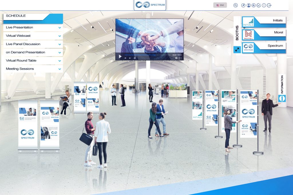 Enter point to 2D Event Hall with schedule, branding and main menu