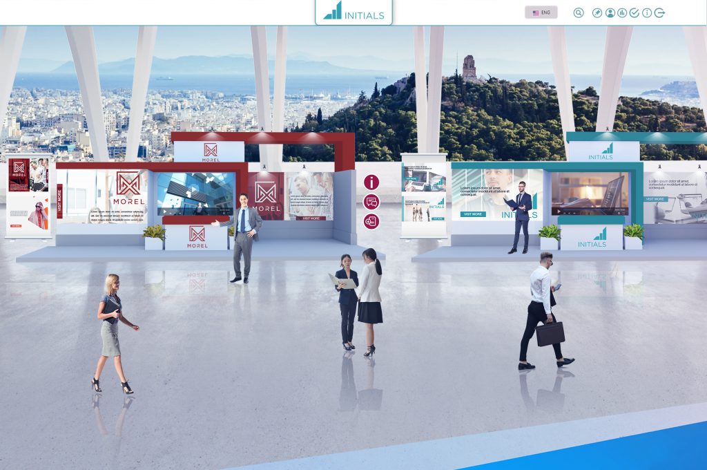 Variety of exhibition Booths with custom Exhibition Area background