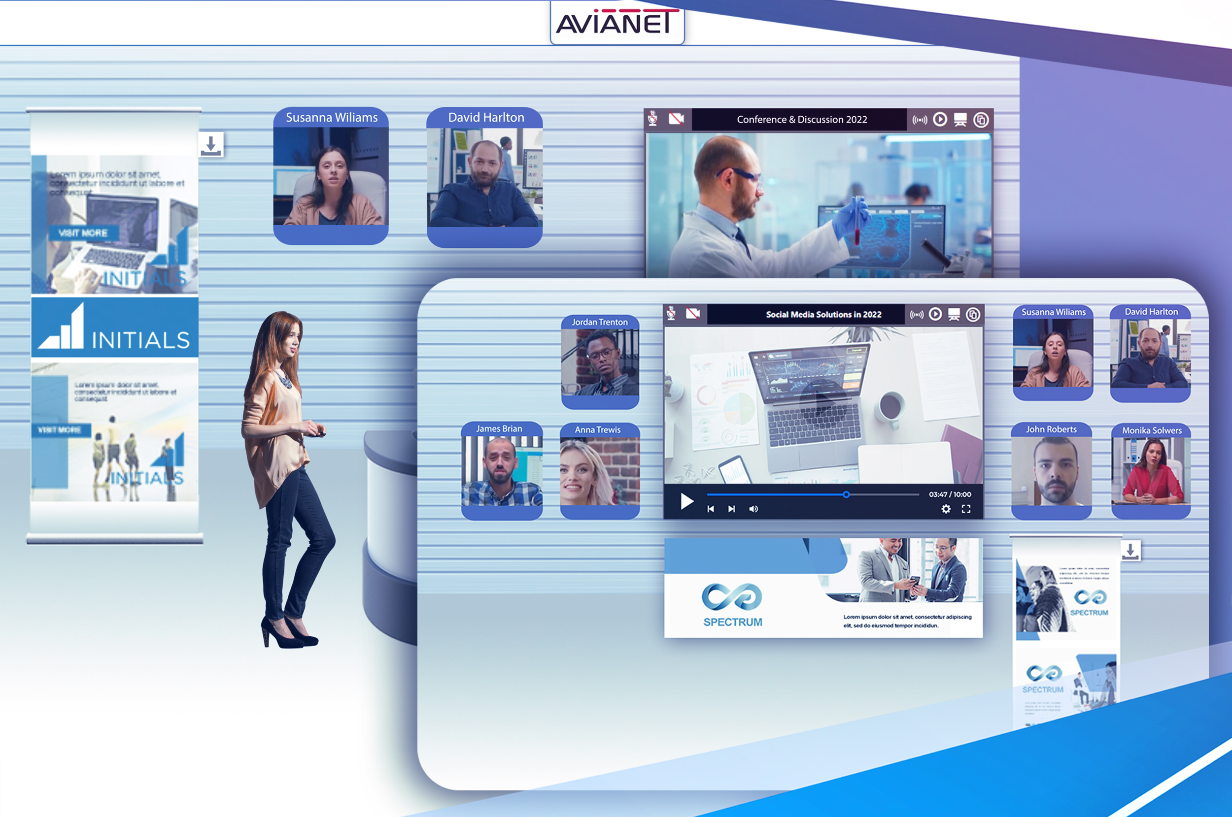 2D Many to Many meeting with live cameras and multiple set up options for attendees